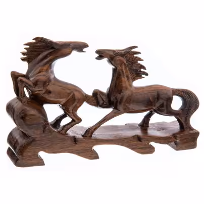 Настольное украшение "Скачущие кони", дерево, резьба, Азия, 1990-2000 гг.