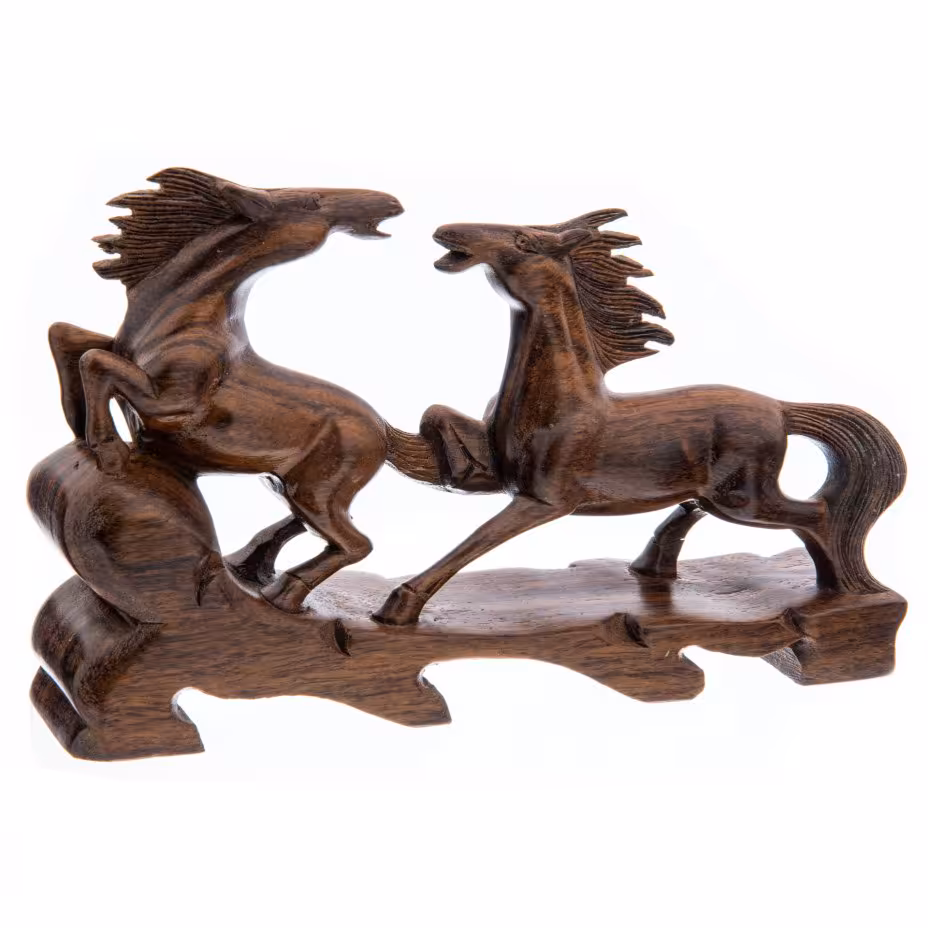 Настольное украшение "Скачущие кони", дерево, резьба, Азия, 1990-2000 гг.