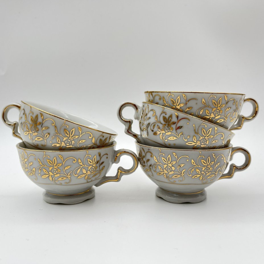 Кофейный сервиз с цветочным декором на 5 персон (14 предметов)