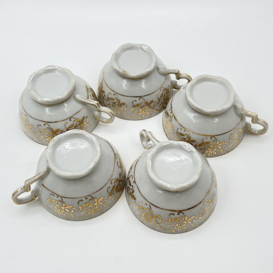 Кофейный сервиз с цветочным декором на 5 персон (14 предметов)