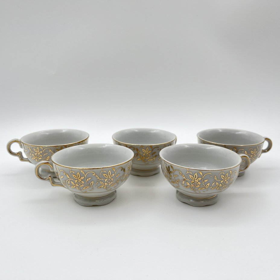 Кофейный сервиз с цветочным декором на 5 персон (14 предметов)