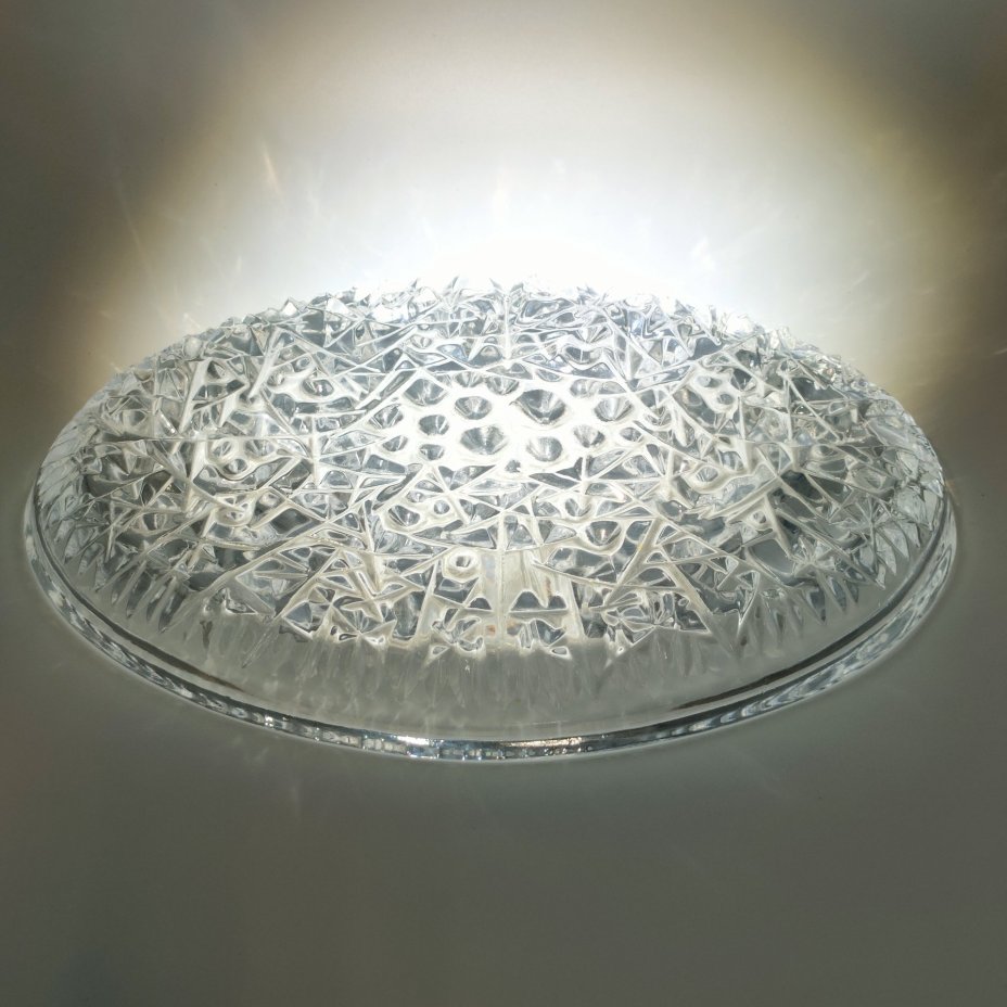 Блюдо сервировочное овальной формы "Космос", автор Л.Д. Смирнова, хрусталь, пресс, Ленинградский завод художественного стекла (ЛЗХС), СССР, 1960-1980 гг.