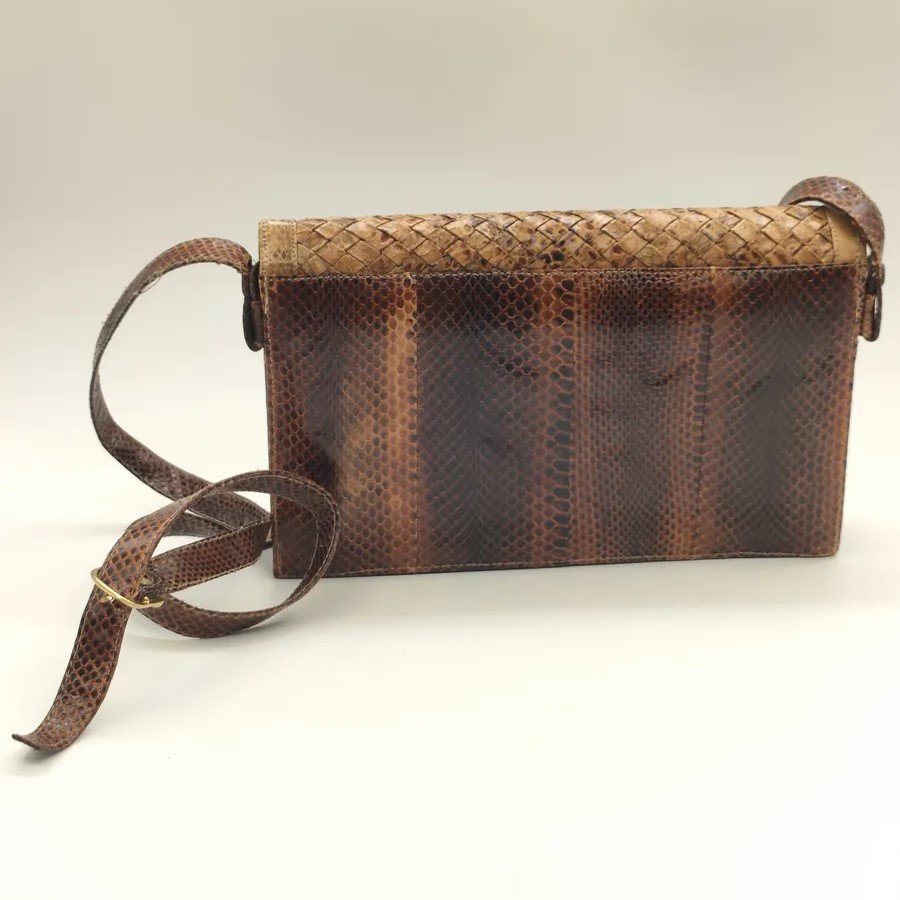 Плетеная женская сумка с имитацией змеиной кожи, искусственная кожа, металл, текстиль