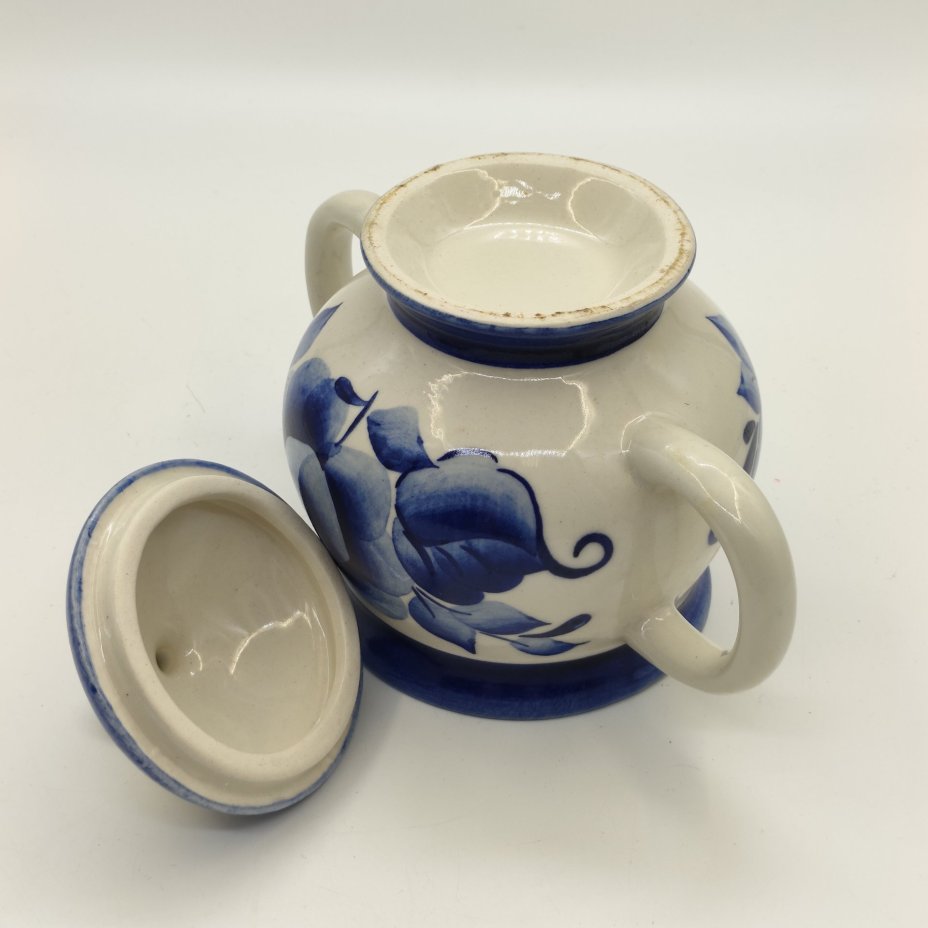 Сахарница (ёмкость для хранения) с цветочным декором, Гжель