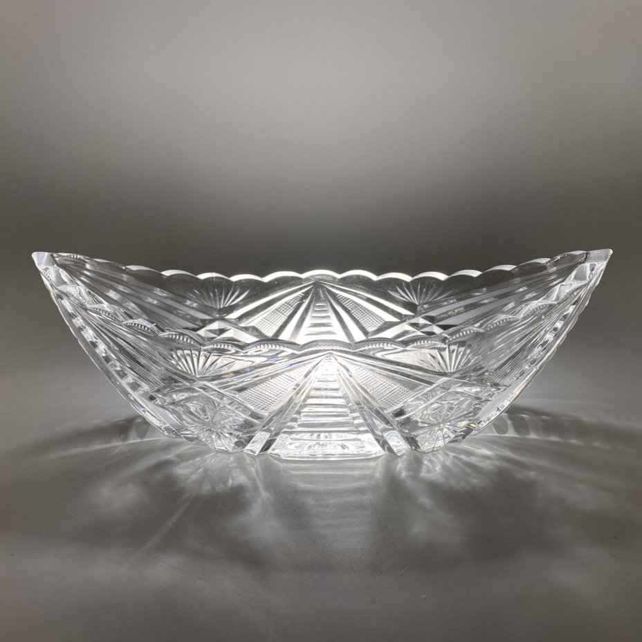 Ваза (конфетница) в форме ладьи, хрусталь, СССР, 1970-1990 гг.
