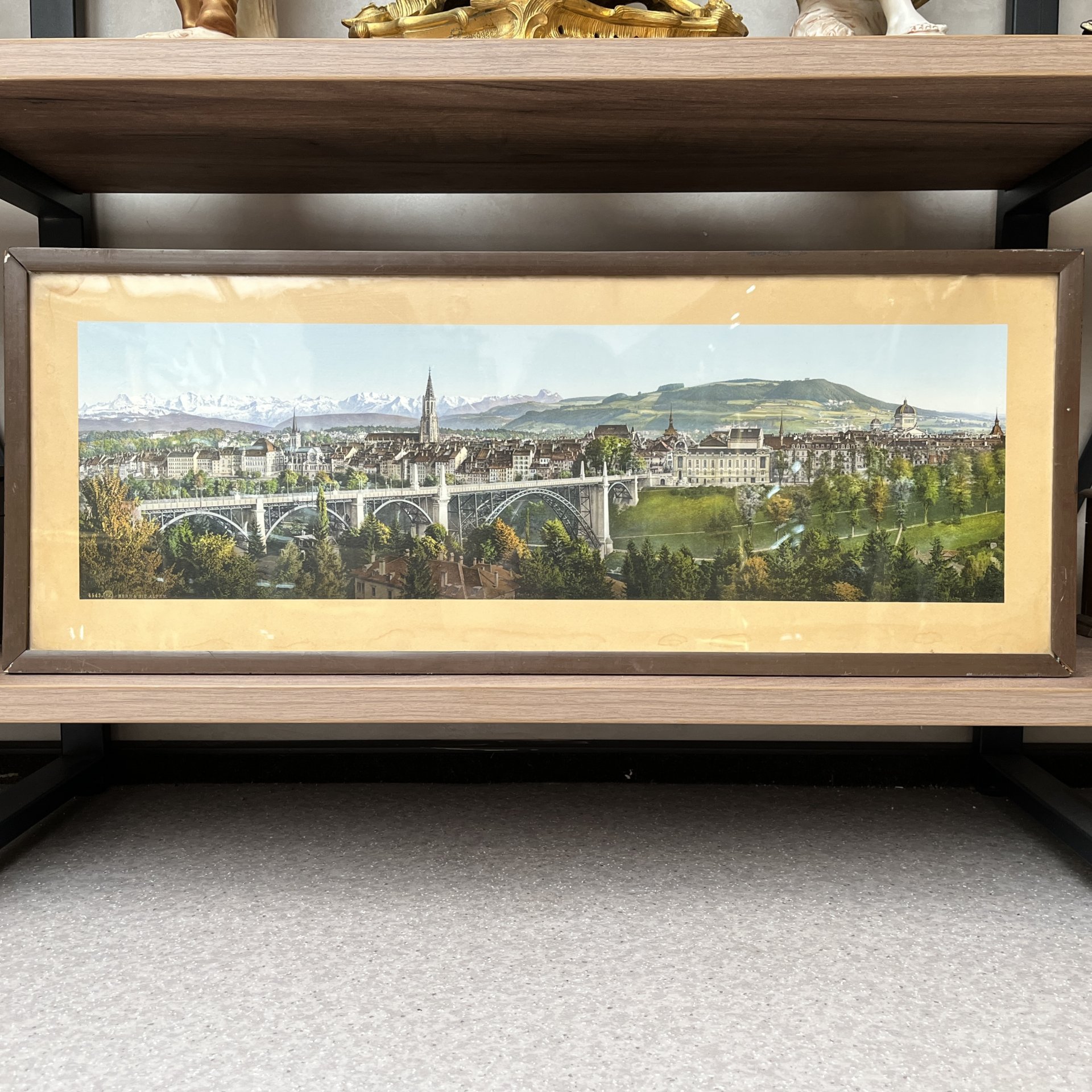 Картина "Пейзаж. Вид на город Берн", бумага, печать, стекло, Европа, 1930-1960 гг.