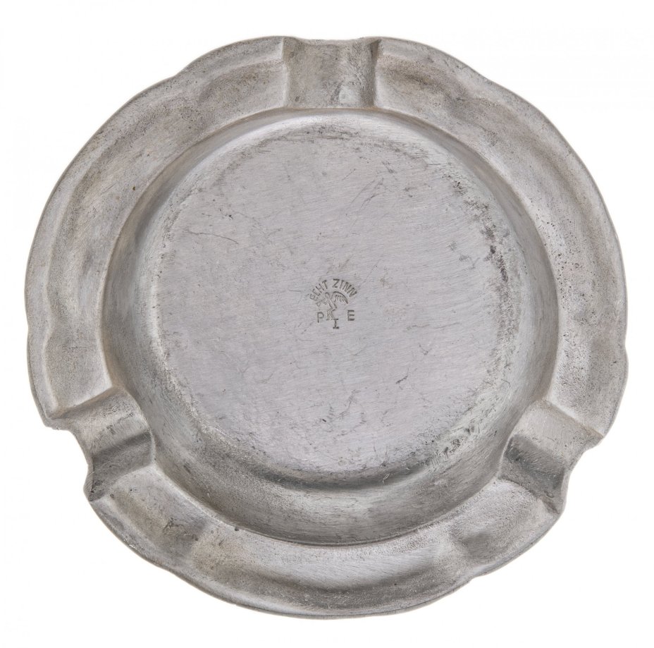 Пепельница с фигурным бортом, олово, Германия, 1970-1990 гг.