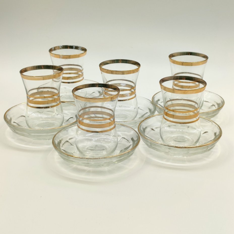 Набор чайных пар на 6 персон со стаканами армудами для чаепития в восточном стиле