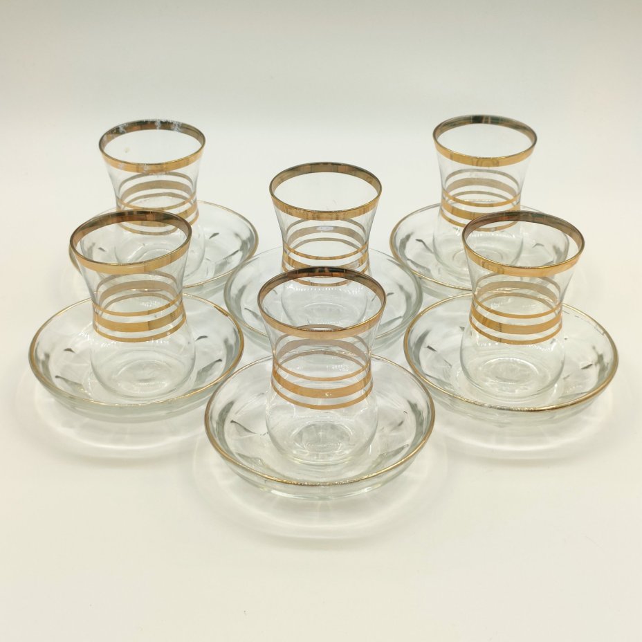 Набор чайных пар на 6 персон со стаканами армудами для чаепития в восточном стиле