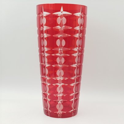 Ваза «Подарочная» красного цвета с геометрическим декором (большая), автор Новиков А.И.