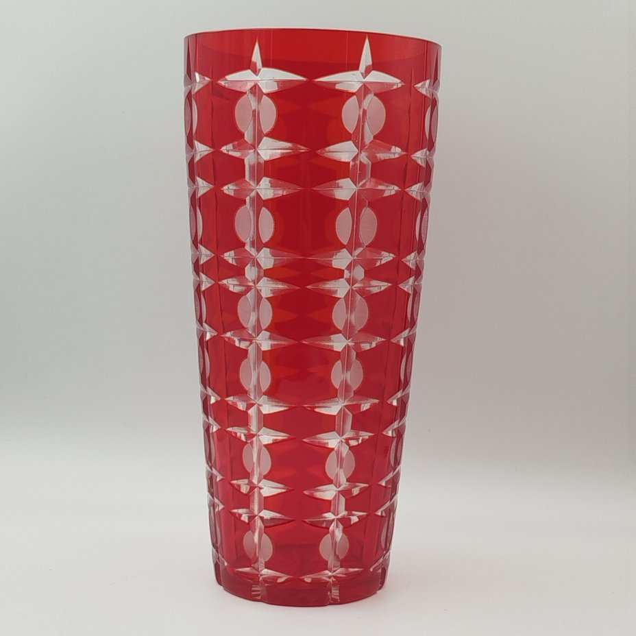 Ваза «Подарочная» красного цвета с геометрическим декором (большая), автор Новиков А.И.