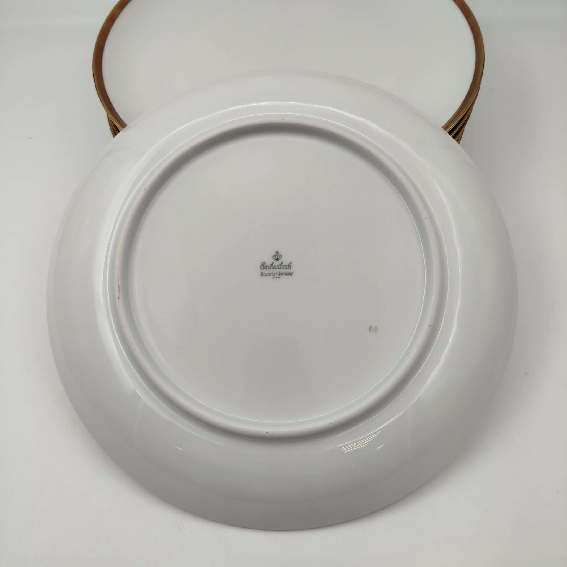 Набор обеденных тарелок с лаконичным декором на 6 персон, фарфор, золочение, Eschenbach, Германия, 1950-1970 гг.