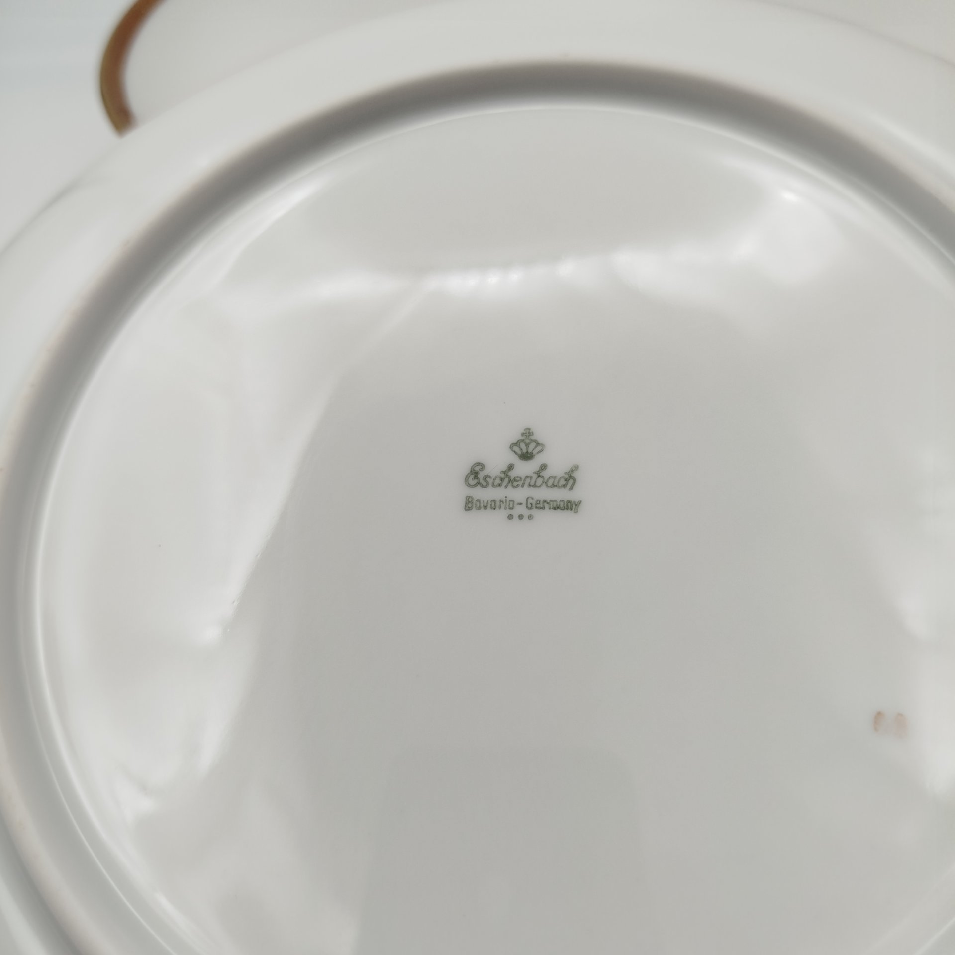 Набор обеденных тарелок с лаконичным декором на 6 персон, фарфор, золочение, Eschenbach, Германия, 1950-1970 гг.