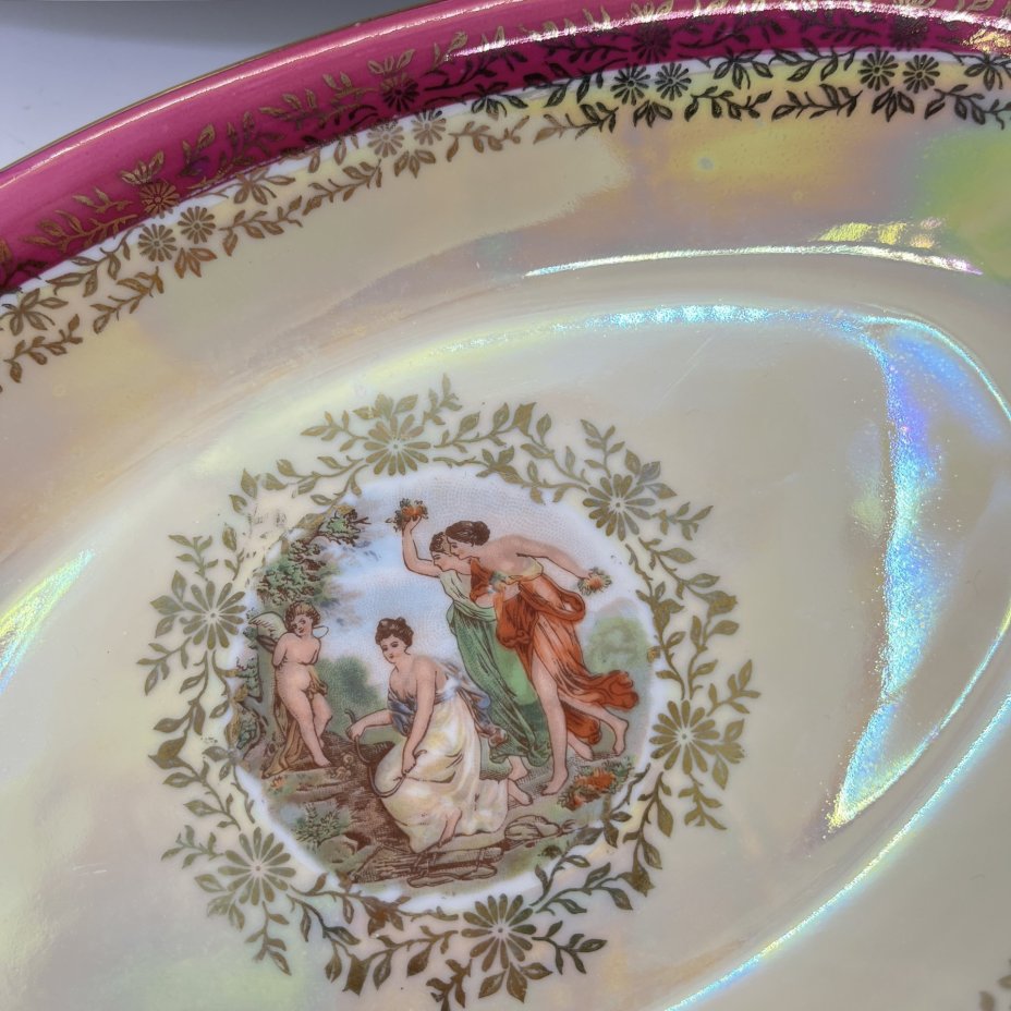 Набор из 2 сервировочных блюд овальной формы из сервиза "Мадонна", фарфор, деколь, обводка, золочение, люстр, Fortuna Eisenberg, ГДР, 1960-1980 гг.