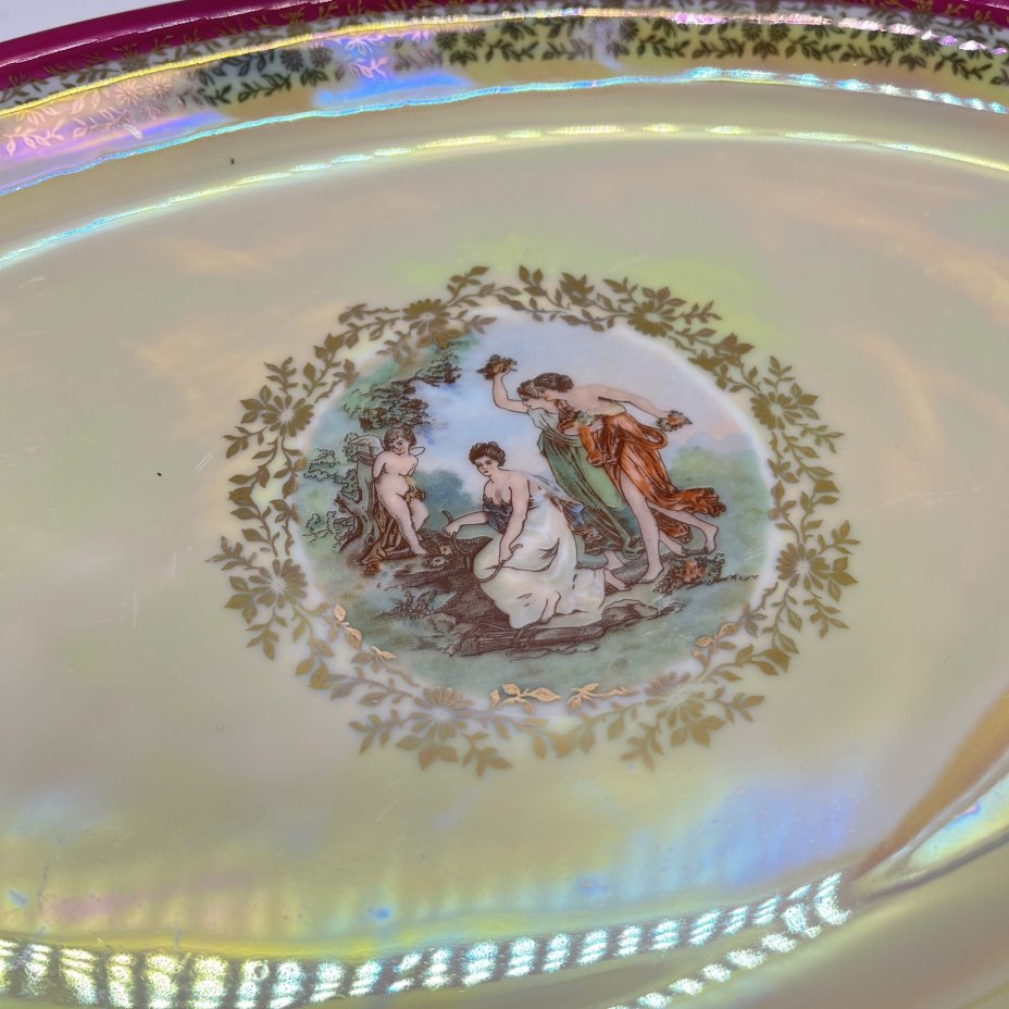 Набор из 2 сервировочных блюд овальной формы из сервиза "Мадонна", фарфор, деколь, обводка, золочение, люстр, Fortuna Eisenberg, ГДР, 1960-1980 гг.