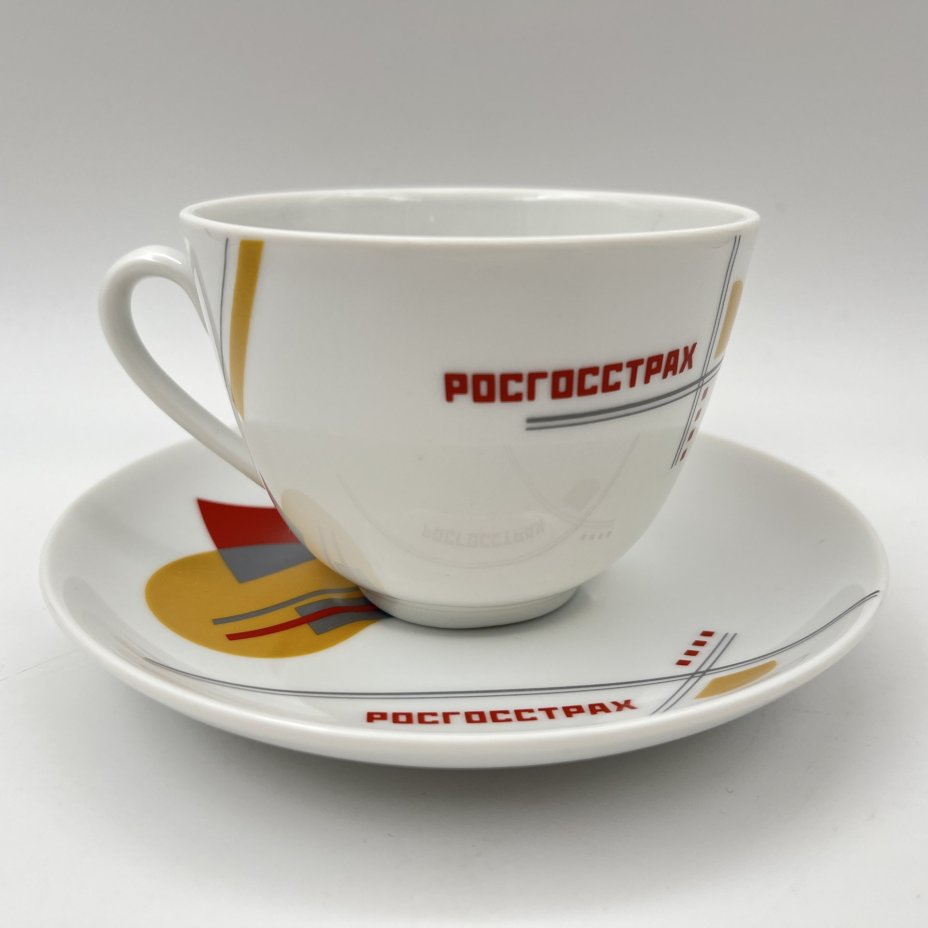 Пара чайная "Росгосстрах" в стиле супрематизма (по мотивам произведений Н.М. Суетина), в оригинальной коробке