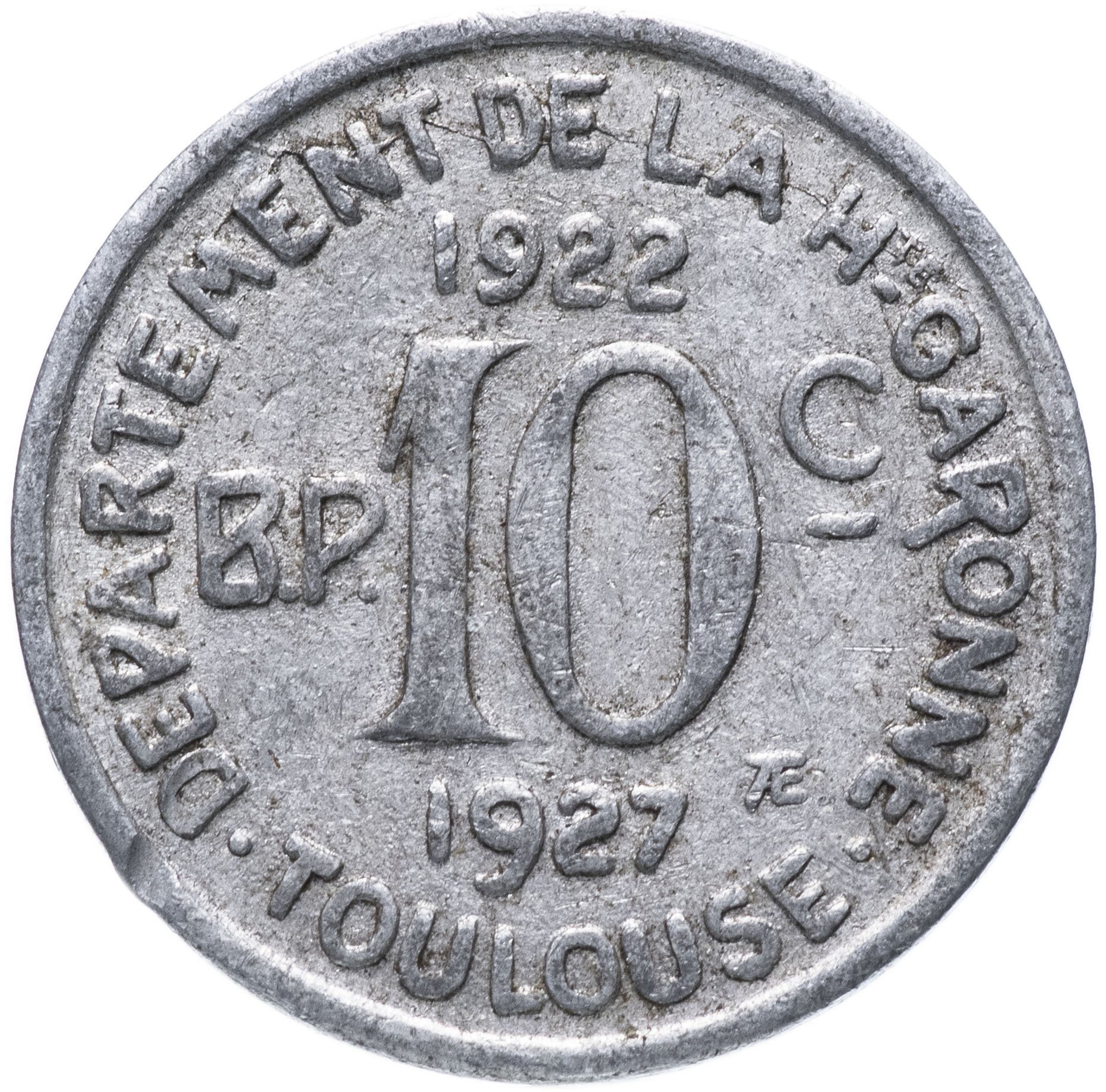 Нотгельд Франция 10 сантимов Тулуза 1927