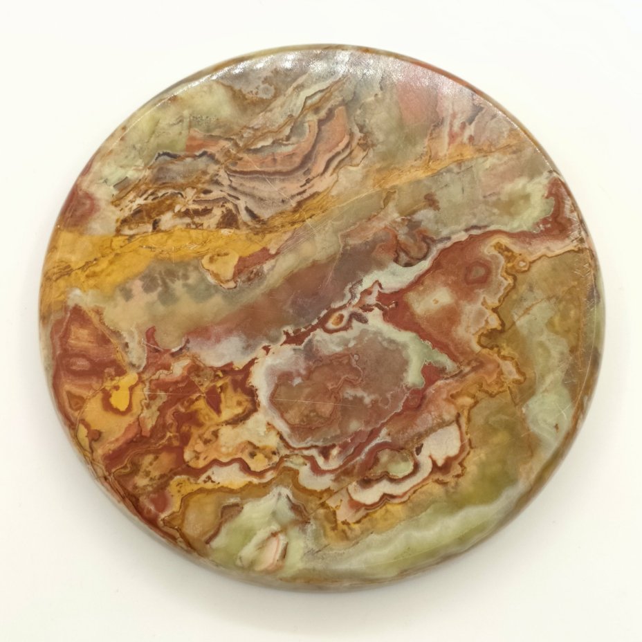 Поднос круглой формы зеленовато-коричневого цвета, оникс, резьба