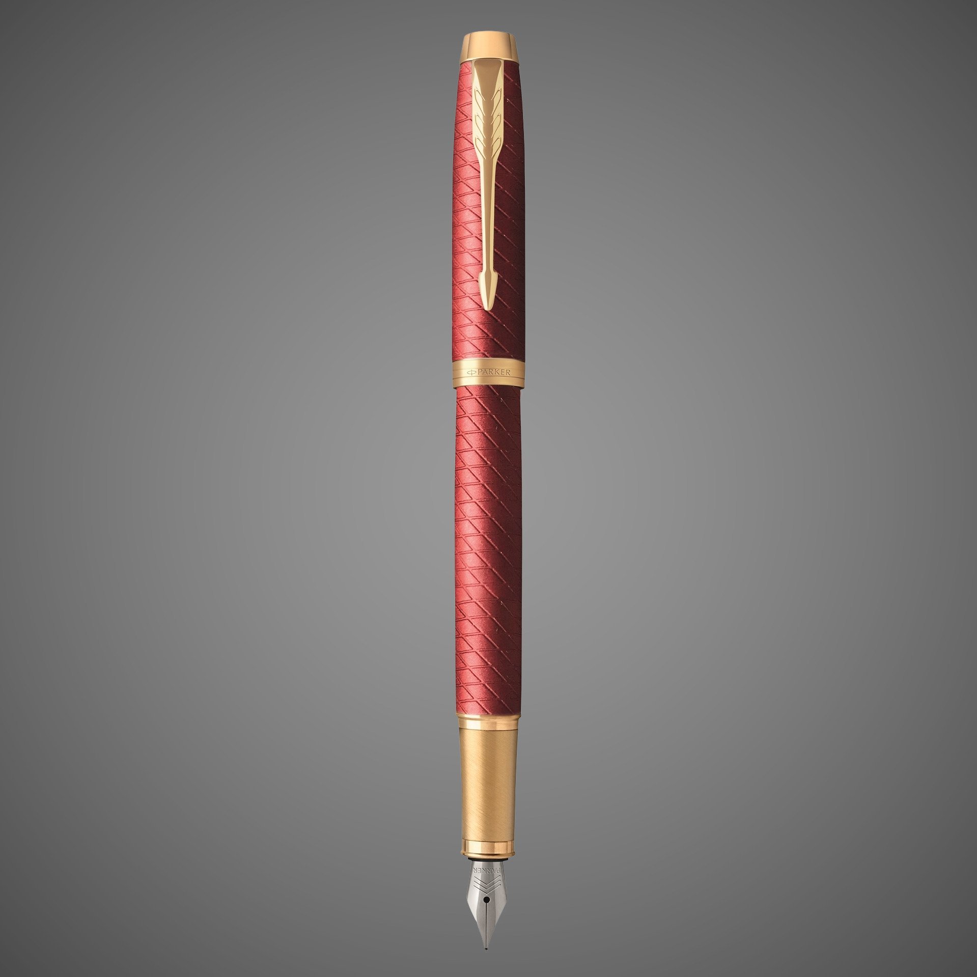 Перьевая ручка Parker IM Premium F318 Red GT, перо: F, цвет чернил: blue, в подарочной упаковке., Лаки и смолы: лак, латунь, нержавеющая сталь, позолота