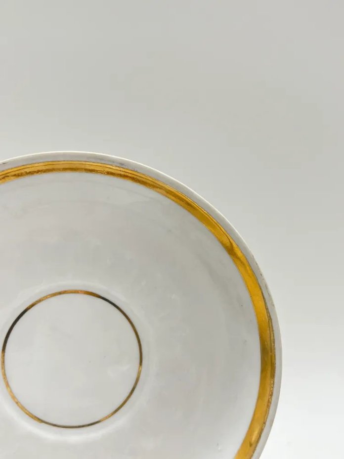 Набор из 5 блюдец с золотой каймой, фарфор, золочение, Рижский фарфорово-фаянсовый завод, СССР, 1970-1980 гг.