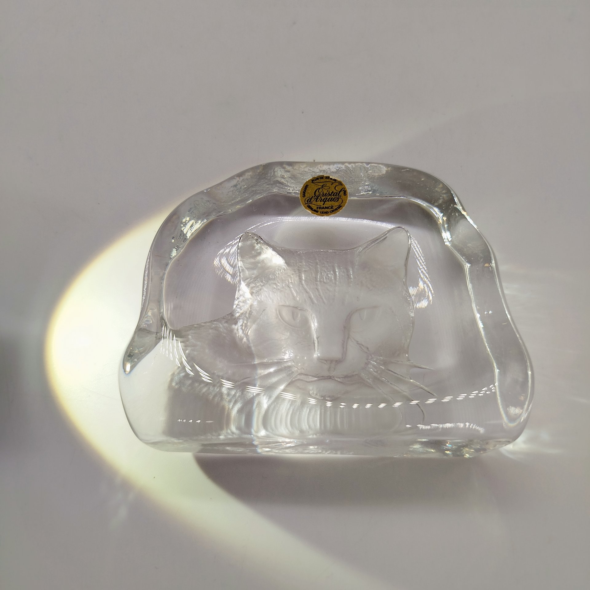 Пресс-папье с изображением кота, Cristal d'Arques