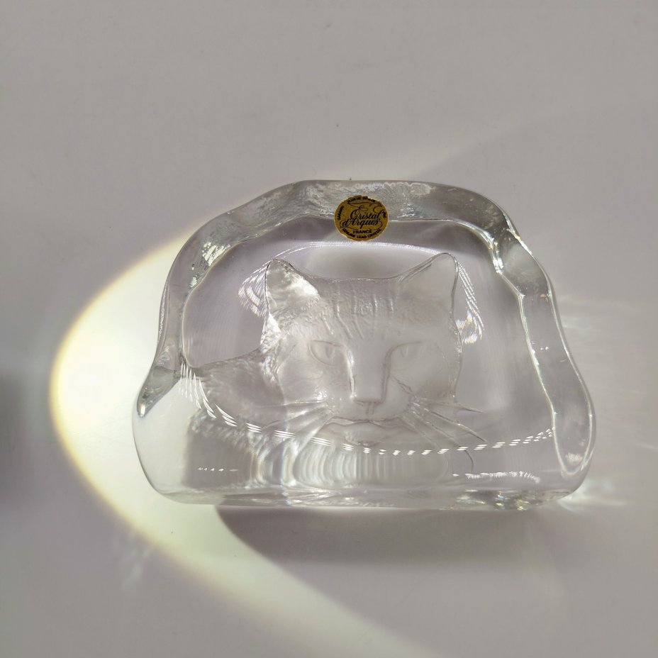 Пресс-папье с изображением кота, Cristal d'Arques