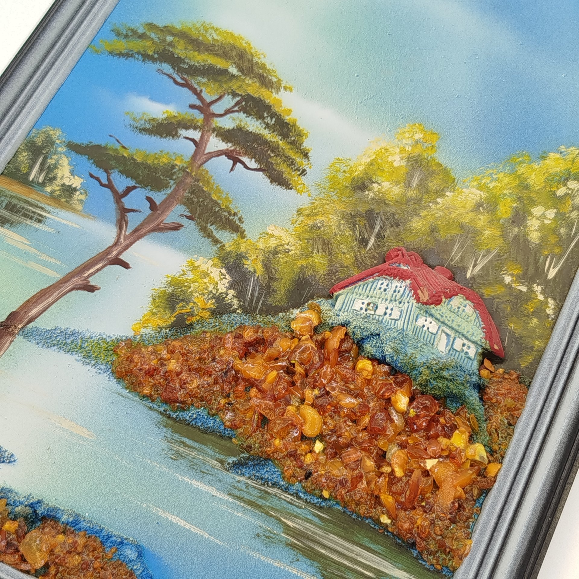 Картина "Красота природы", бумага, двп, гуашь, янтарная крошка, композитный материал, Российская Федерация, 1990-2015 гг.