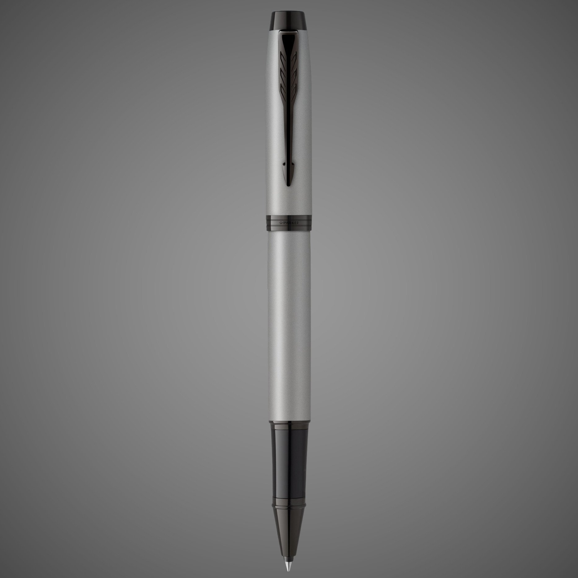 Ручка-роллер Parker IM Achromatic, Grey BT, стержень: F, цвет чернил: black, в подарочной упаковке., Лаки и смолы: лак, латунь