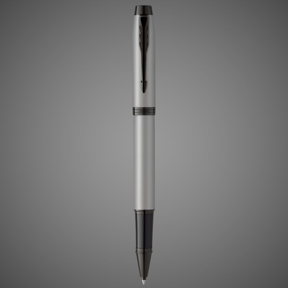 Ручка-роллер Parker IM Achromatic, Grey BT, стержень: F, цвет чернил: black, в подарочной упаковке., Лаки и смолы: лак, латунь