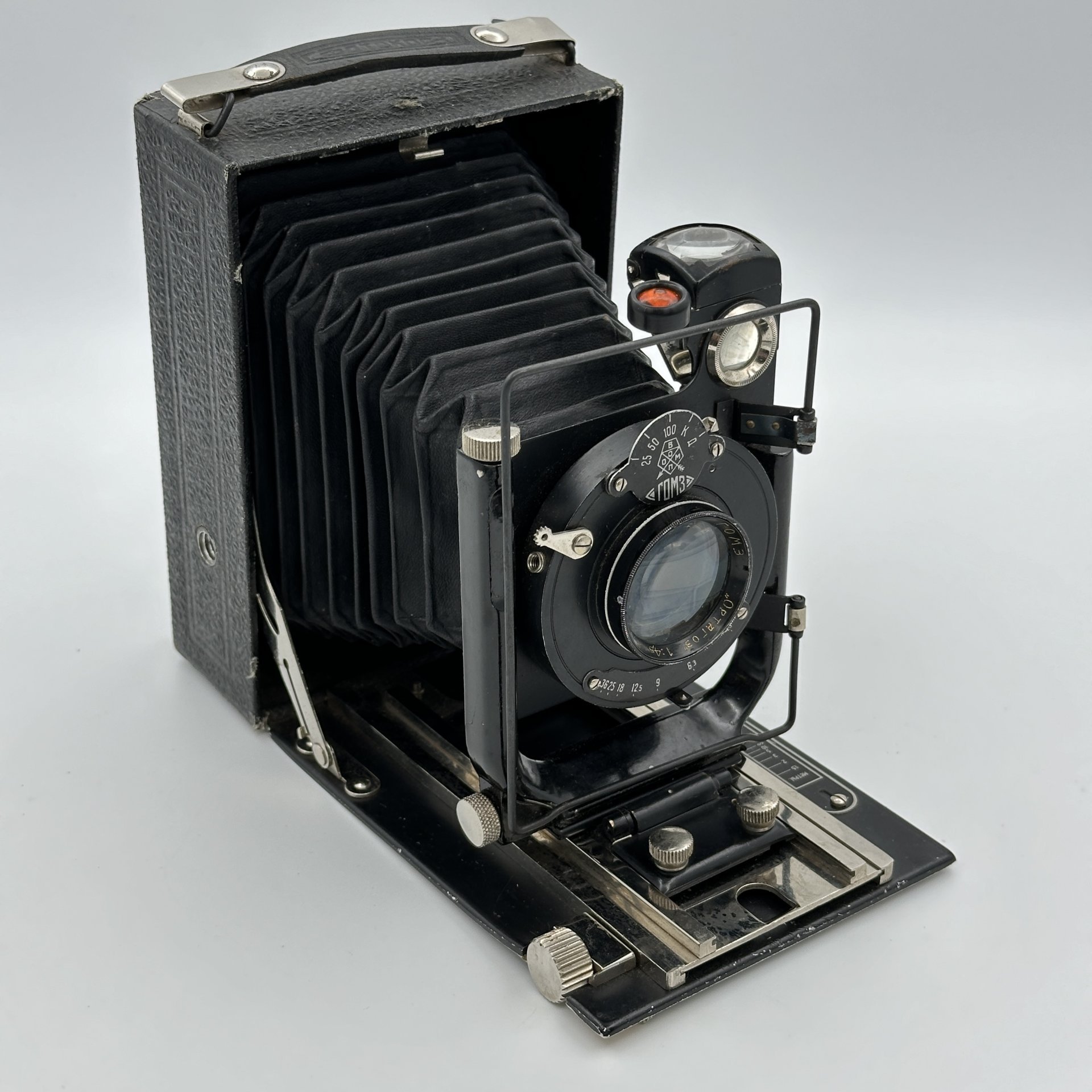 Фотоаппарат пластиночный "Фотокор-1" с объективом «Ортагоз» с аттестатом, Государственный оптико-механический завод имени ОГПУ (ГОМЗ)