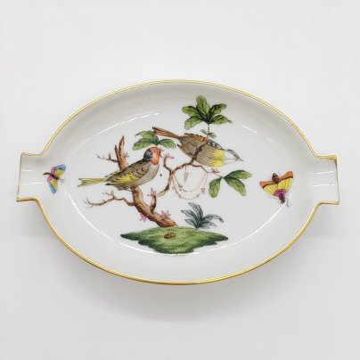 Пепельница овальной формы, декор "Rothschild Birds" ("Птицы Ротшильда"), Herend (Херенд)
