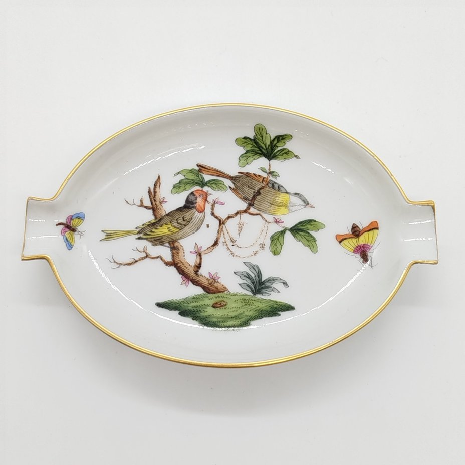 Пепельница овальной формы, декор "Rothschild Birds" ("Птицы Ротшильда")