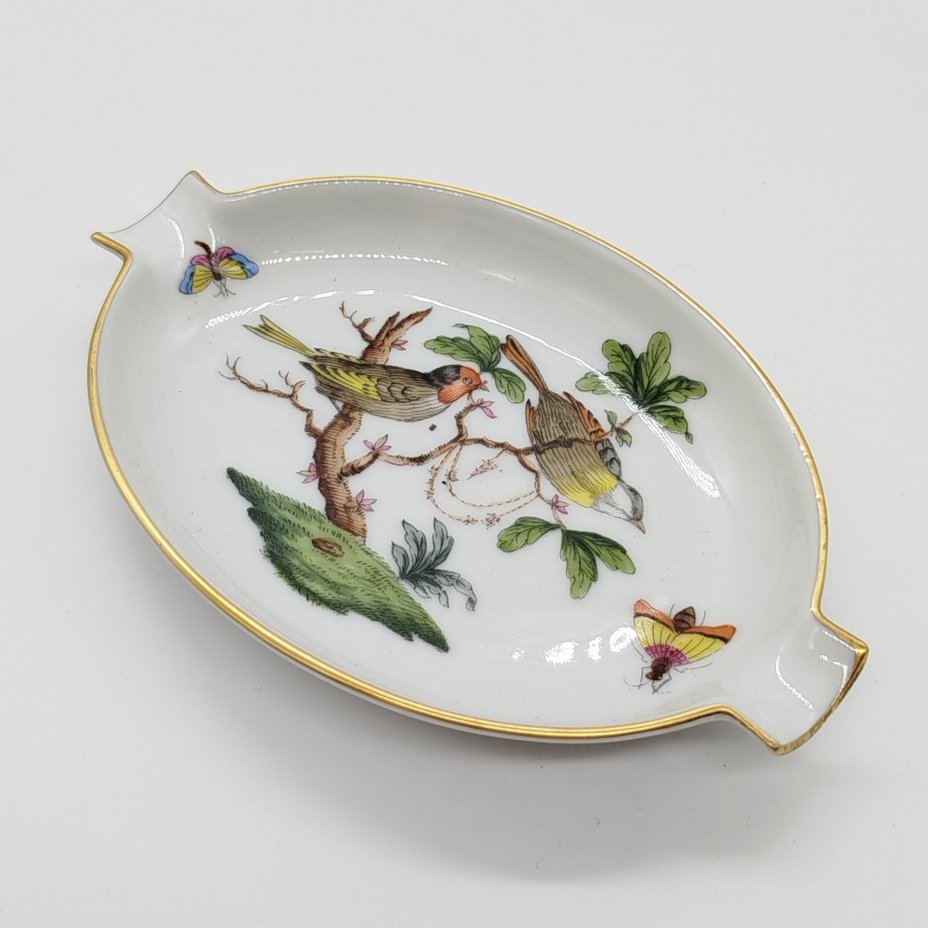 Пепельница овальной формы, декор "Rothschild Birds" ("Птицы Ротшильда"), Herend (Херенд)
