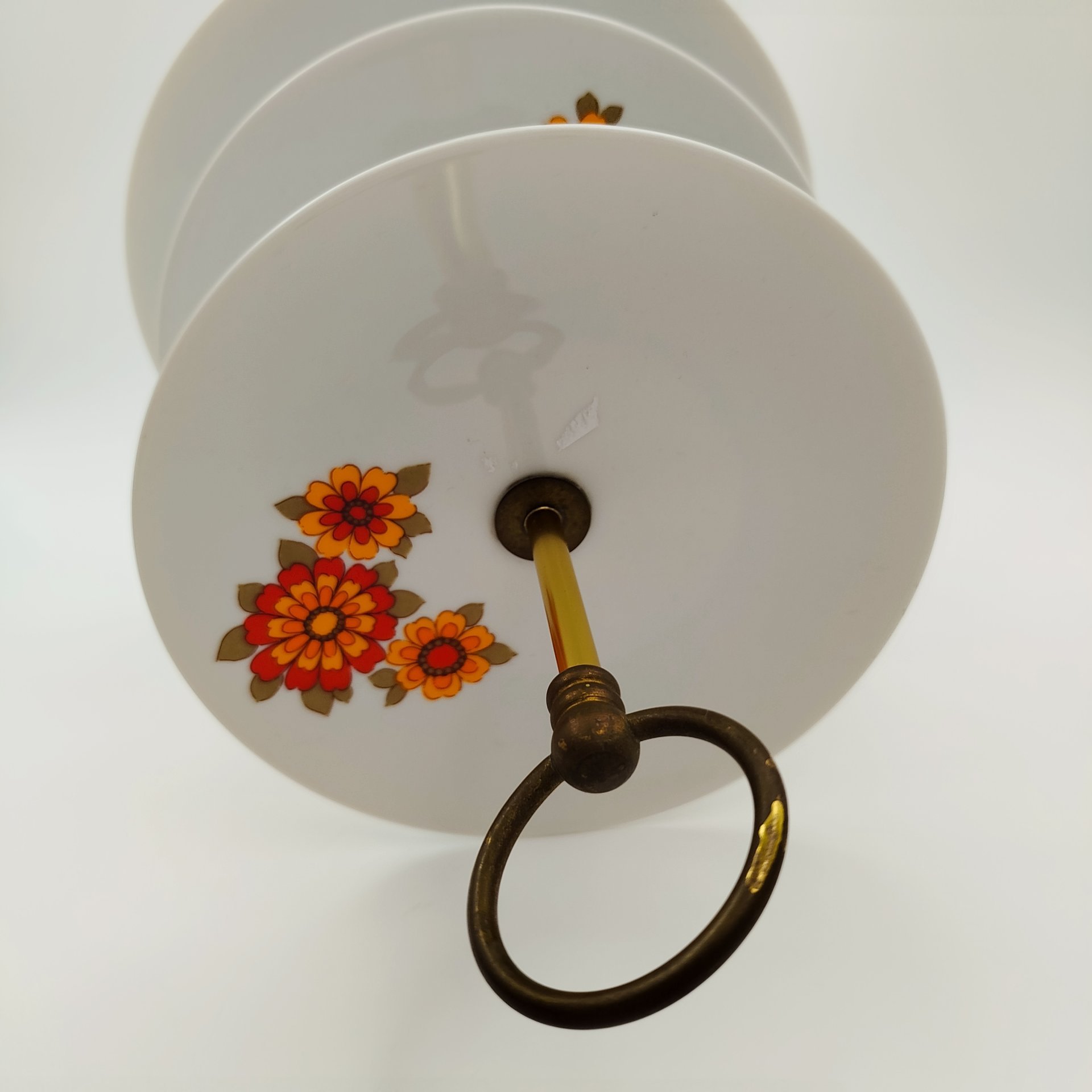 Фруктовница трехуровневая с цветочным декором, фарфор, деколь, металл, Mitterteich Bavaria, Бавария, 1960-1980 гг.