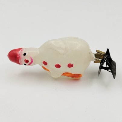 Игрушка ёлочная "Снеговик" из набора "Зима", стекло, роспись, металл, СССР, 1950-1970 гг.