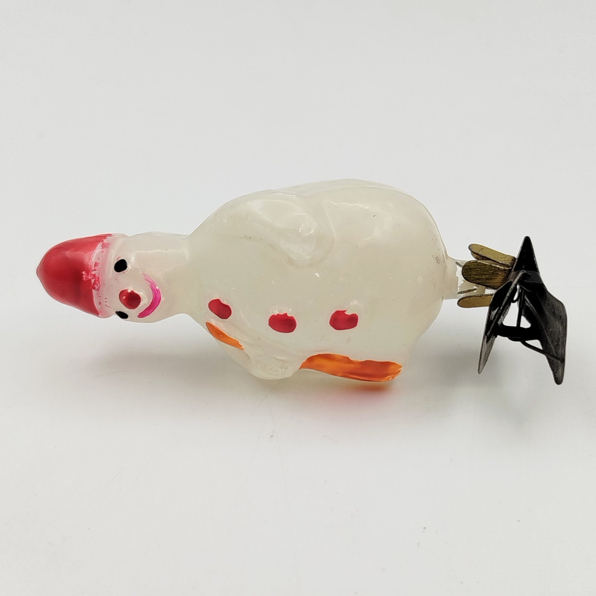 Игрушка ёлочная "Снеговик" из набора "Зима", стекло, роспись, металл, СССР, 1950-1970 гг.