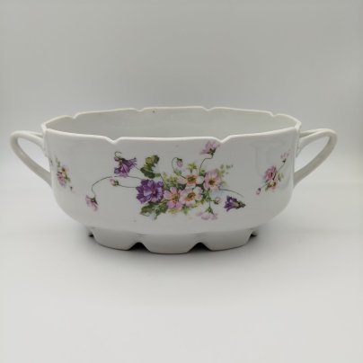 Террина с цветочным декором (без крышки), фарфор, деколь, СССР, 1920-1940 гг.