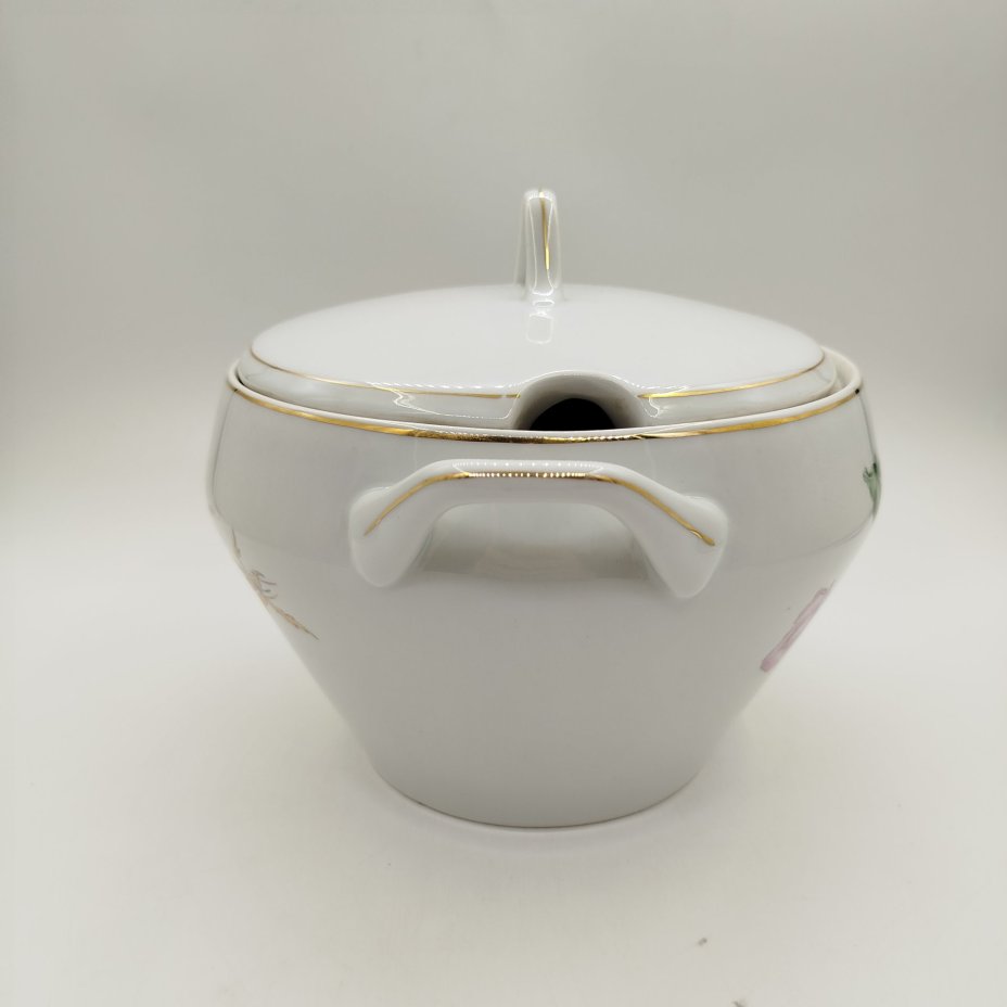 Супница с растительным декором, фарфор, золочение, деколь, Concordia Lesov, Чехословакия, 1970-1991 гг.