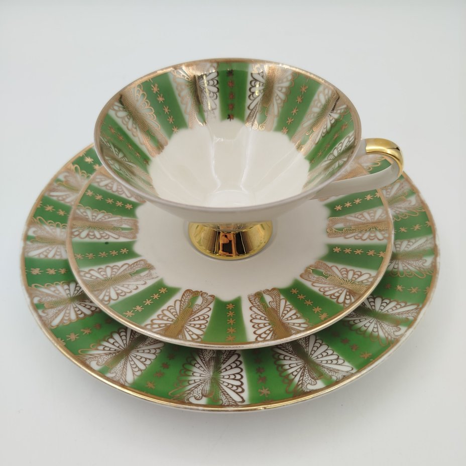 Чайное трио с абстрактным орнаментом, Winterling factories distributing company, фарфор, золочение, Германия, 1960-1970 гг.
