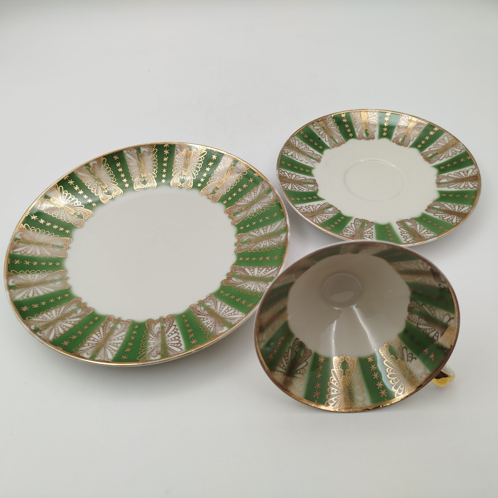 Чайное трио с абстрактным орнаментом, Winterling factories distributing company, фарфор, золочение, Германия, 1960-1970 гг.