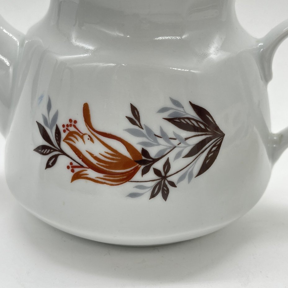 Чайник заварочный с цветочным декором (крышка в подборе), фарфор, деколь золочение, Рижский фарфорово-фаянсовый завод, СССР, 1970-1980 гг.