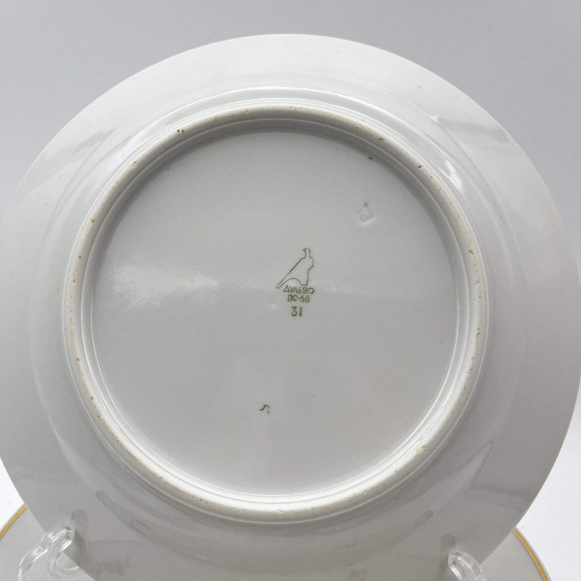 Набор десертных тарелок "Мейсенский букет" на 6 персон, фарфор, деколь, золочение, Дулевский фарфоровый завод (Дулёво), СССР, 1968 г.