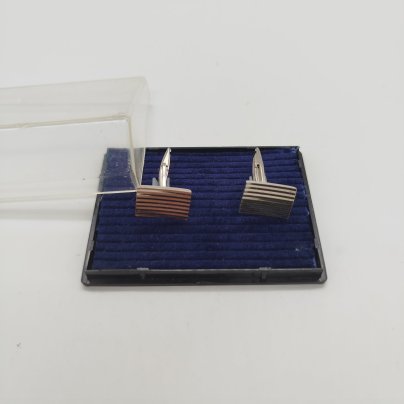 Запонки в оригинальном футляре, металл, пластик, ткань, СССР, 1980-1990 гг.