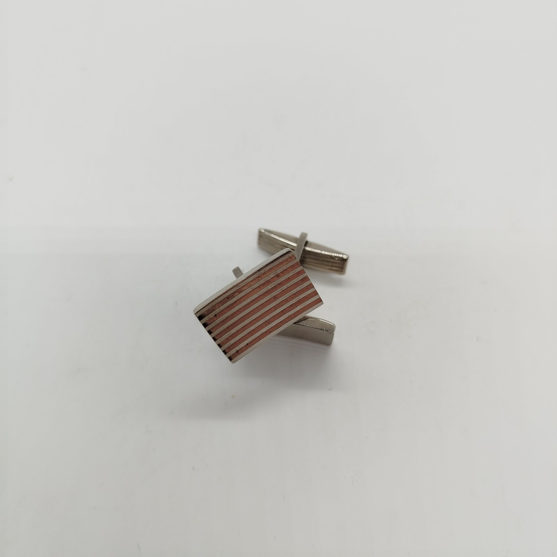 Запонки в оригинальном футляре, металл, пластик, ткань, СССР, 1980-1990 гг.