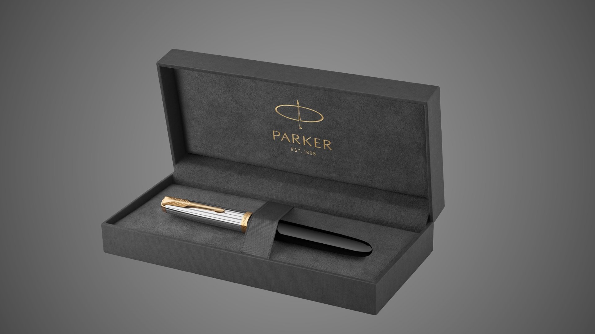 Перьевая ручка Parker 51 Premium Black GT, перо: M/F, чернила: Black,Blue, в подарочной упаковке., Металлы: нержавеющая сталь, Позолота 23 Ct, смола