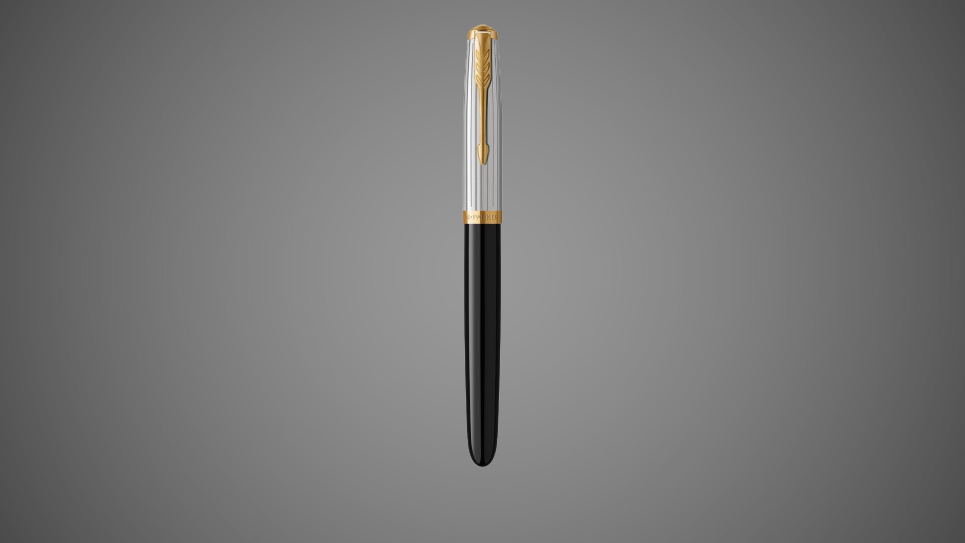 Перьевая ручка Parker 51 Premium Black GT, перо: M/F, чернила: Black,Blue, в подарочной упаковке., Металлы: нержавеющая сталь, Позолота 23 Ct, смола