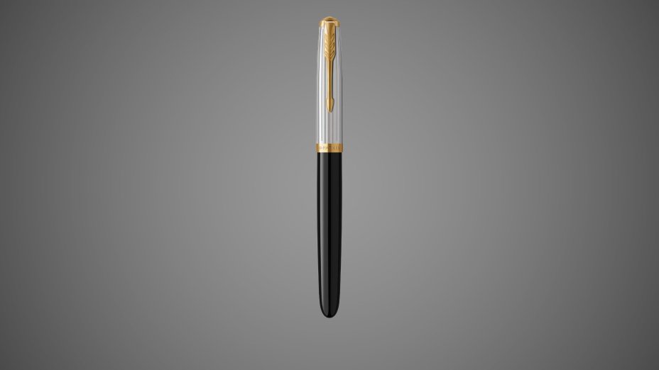Перьевая ручка Parker 51 Premium Black GT, перо: M/F, чернила: Black,Blue, в подарочной упаковке., Металлы: нержавеющая сталь, Позолота 23 Ct, смола