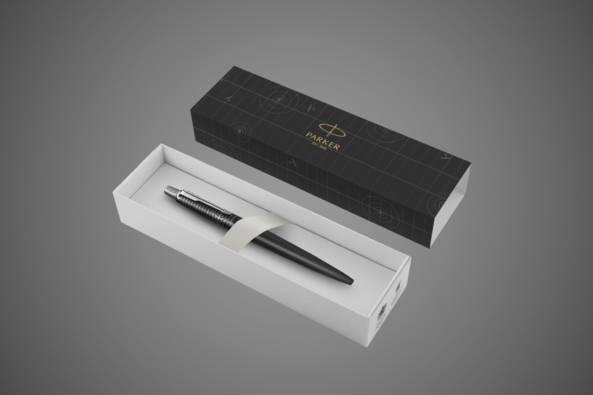 Ручка шариковая Parker "Jotter XL Legacy of Flight Matte Black CT" синяя, 1,0мм, подар. упаковка, Лаки и смолы: лак, нержавеющая сталь