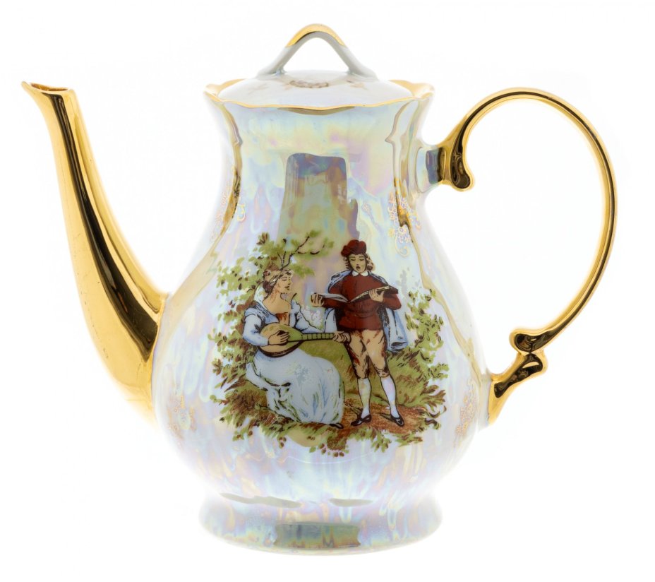 Чайник  "Мадонна", фарфор, деколь, люстр, золочение, мануфактура "Jugoporcelan Titov Veles", Югославия, 1960-1980 гг., Jugoporcelan Titov Veles