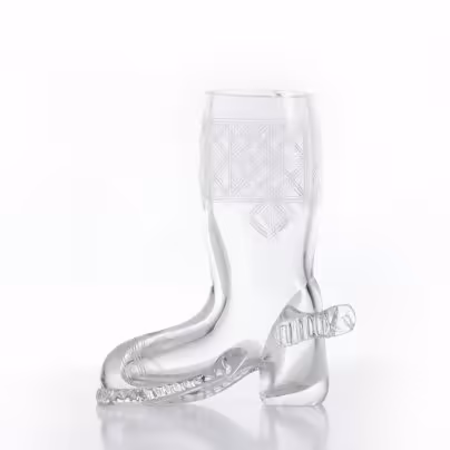 Ваза "Сапог" с декором, хрусталь, резьба, СССР, 1970-1990 гг.